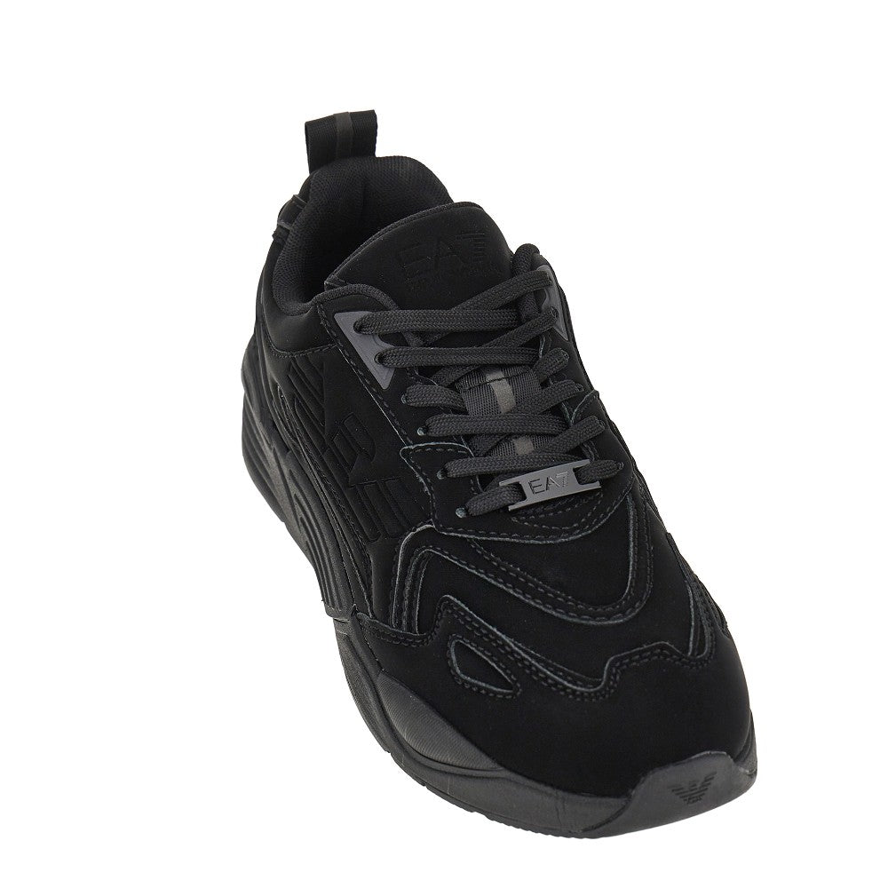 EA7 Sneakers in nylon spalmato con logo Eagle, view 2