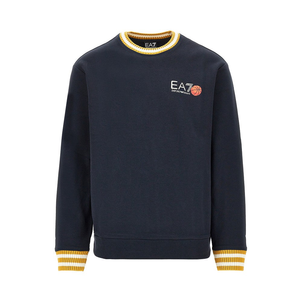 EA7 Felpa in cotone con stampa logo