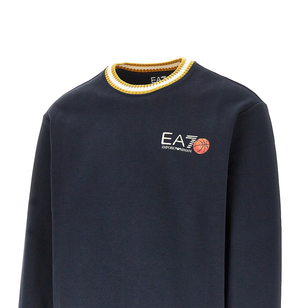 EA7 Felpa in cotone con stampa logo, view 2