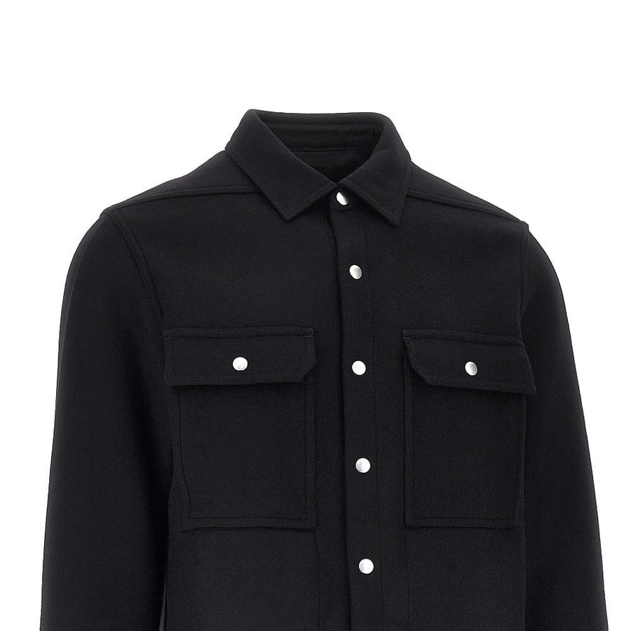 Rick Owens Overshirt in panno di lana, view 2