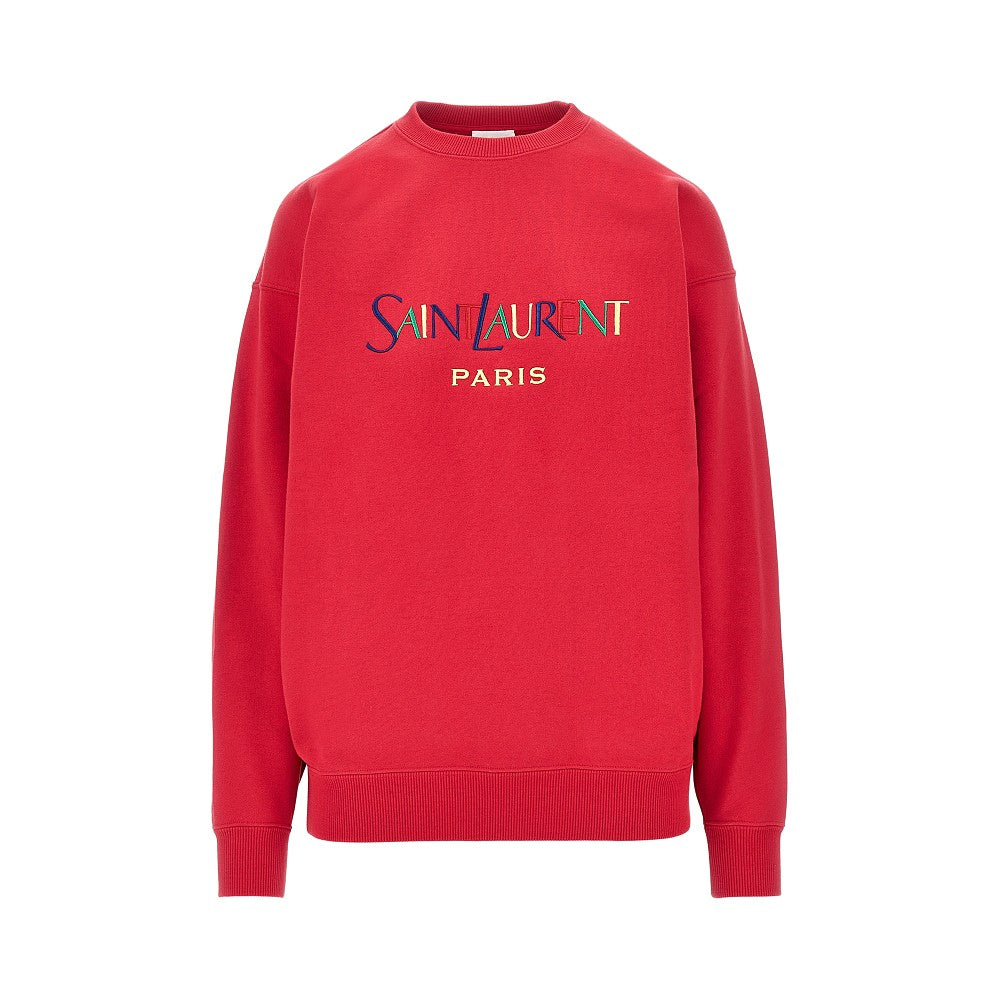 Saint Laurent Felpa in cotone con ricamo logo