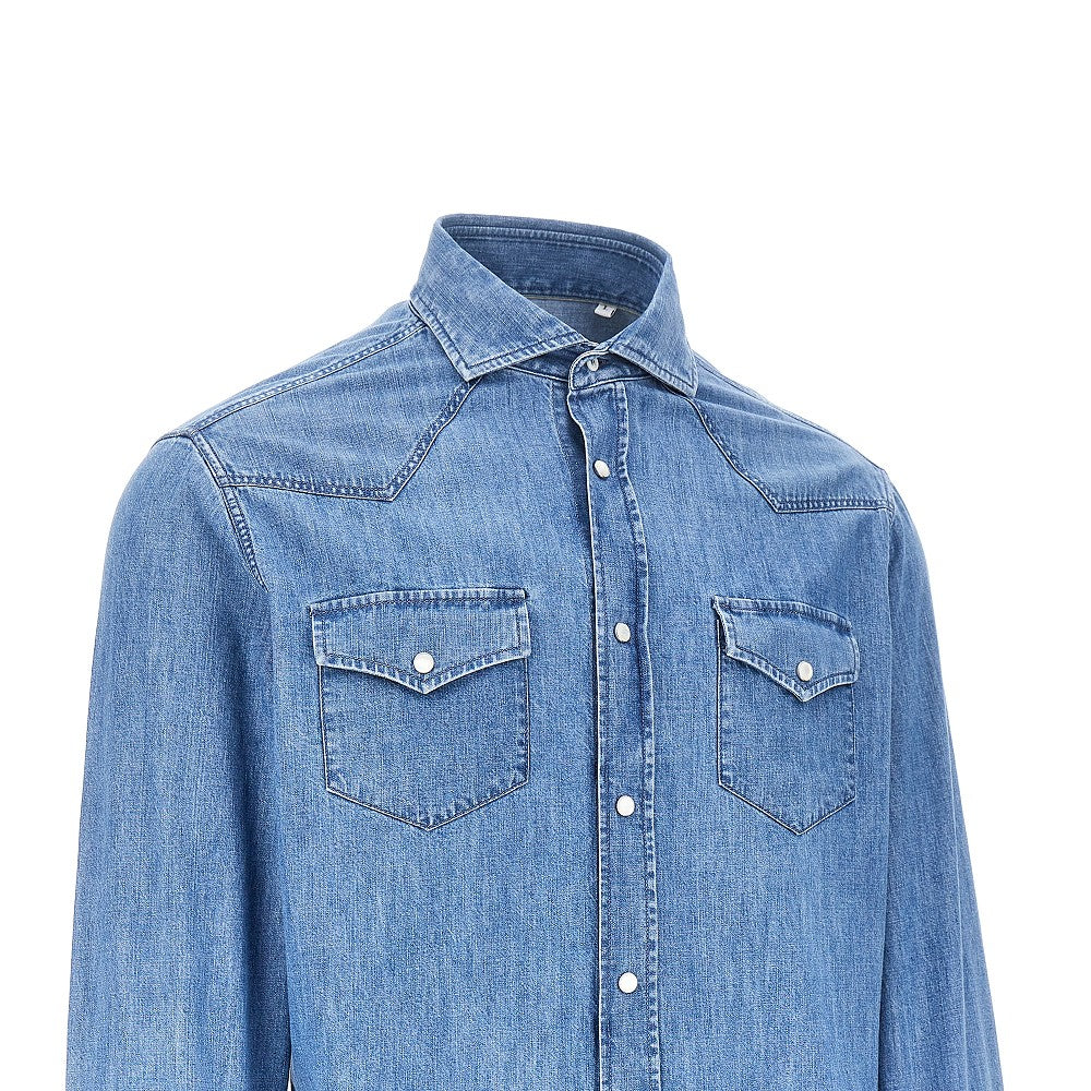Brunello Cucinelli Camicia in denim di cotone, view 2