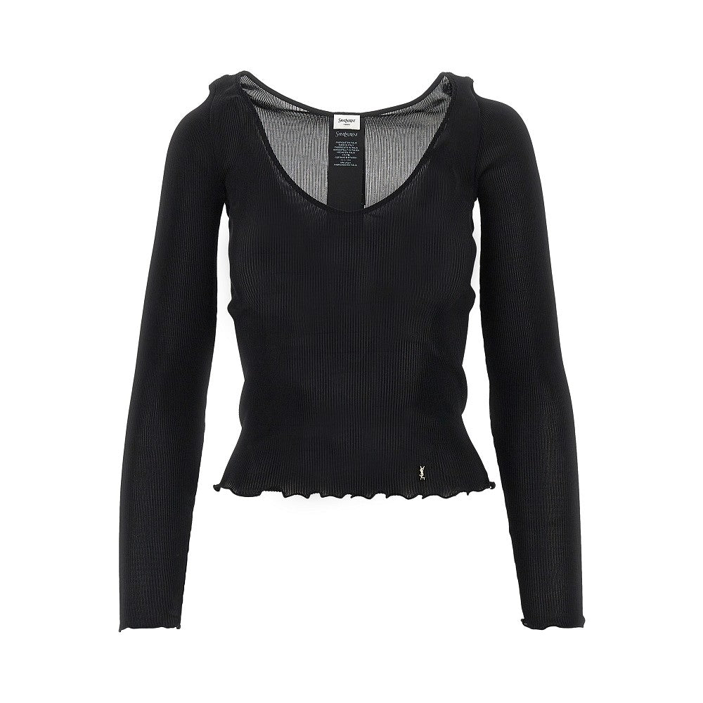 Saint Laurent Top in seta con dettaglio Cassandre