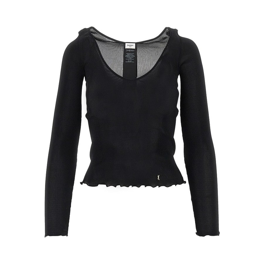 Saint Laurent Top in seta con dettaglio Cassandre