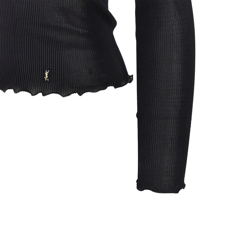 Saint Laurent Top in seta con dettaglio Cassandre, view 2