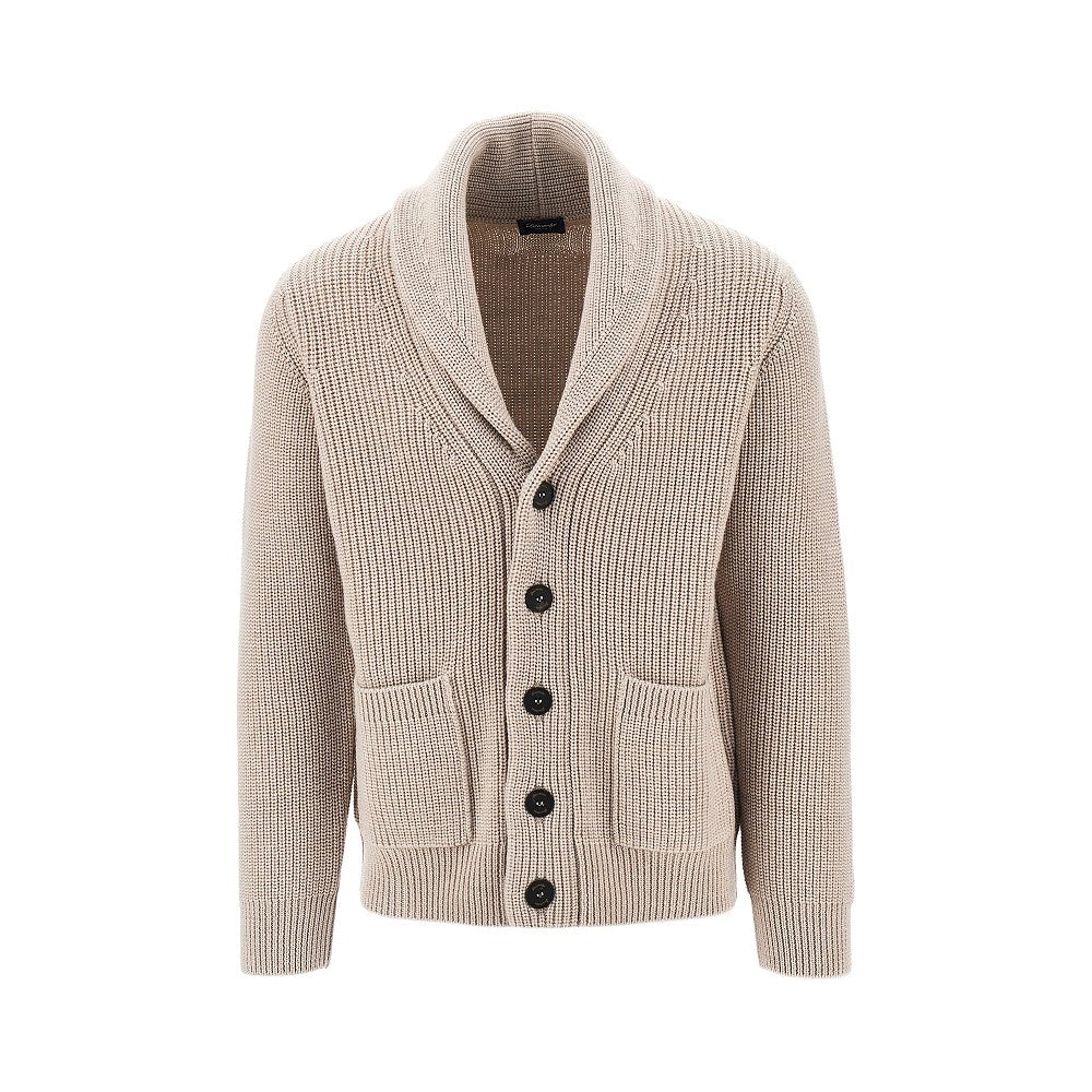DRUMOHR Cardigan in lana merino con revers a scialle