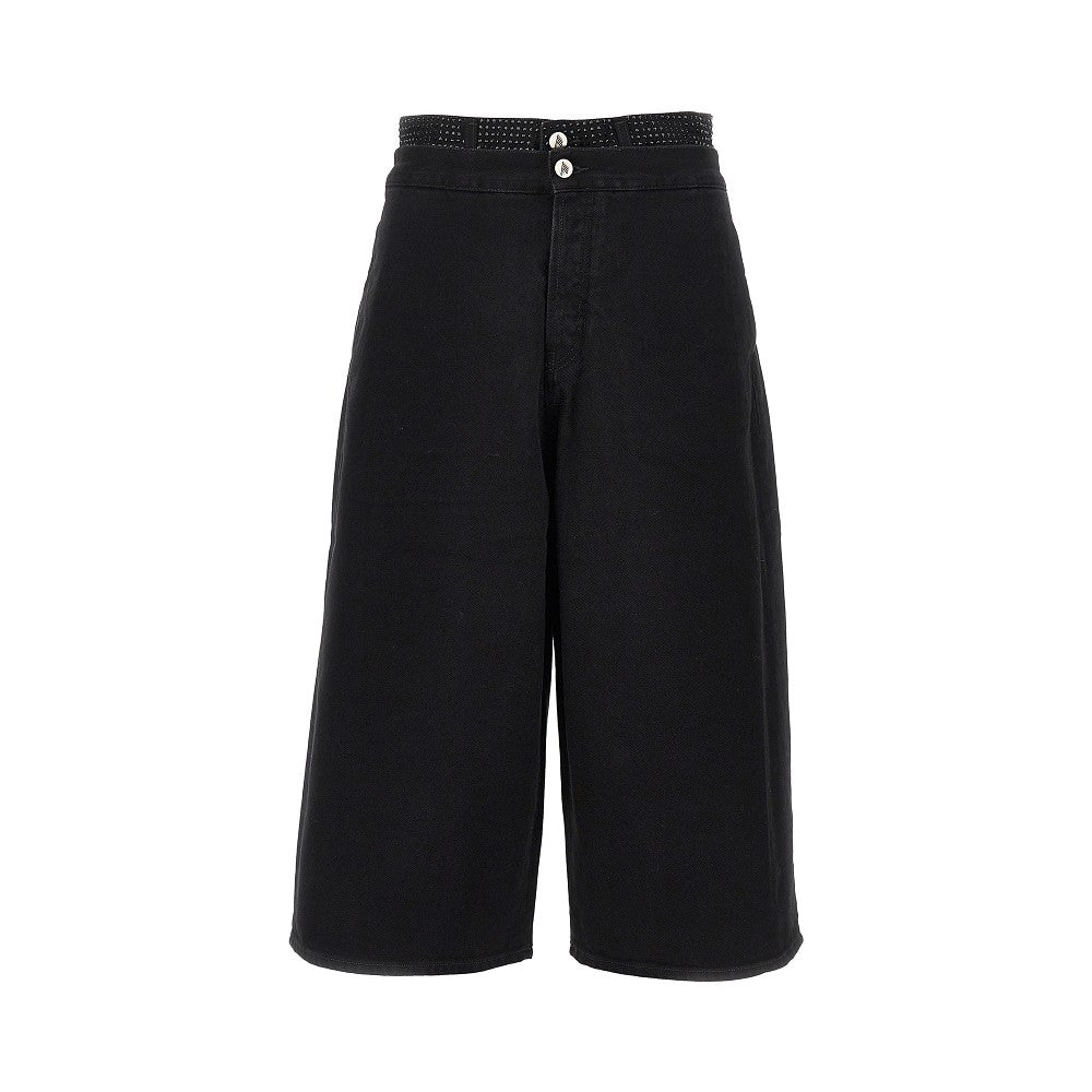 The Attico Pamtalone cropped in denim con strass