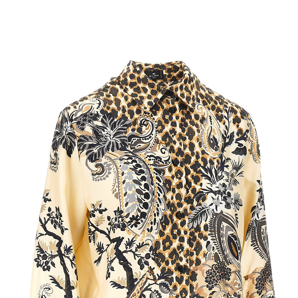 Etro Camicia in twill di seta Paisley animalier, view 2