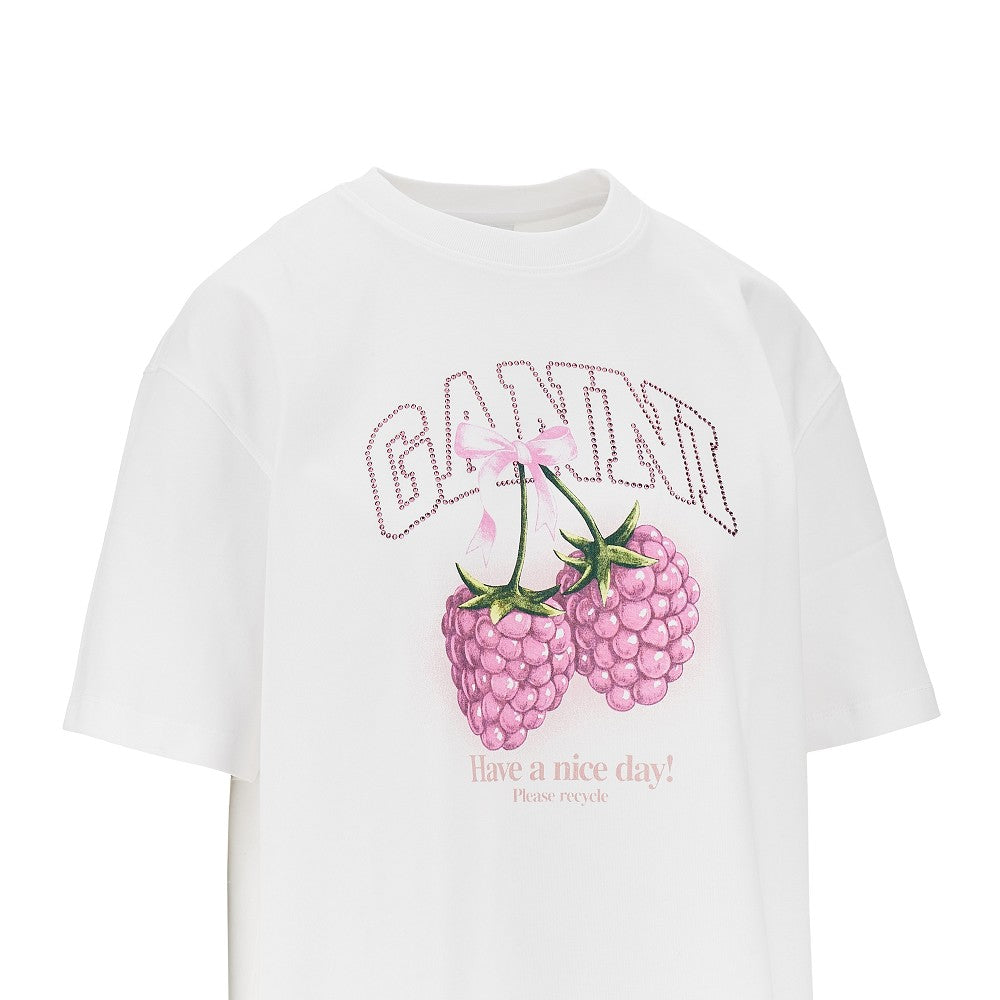 Ganni T-shirt in cotone con stampa 'Raspberries', view 2