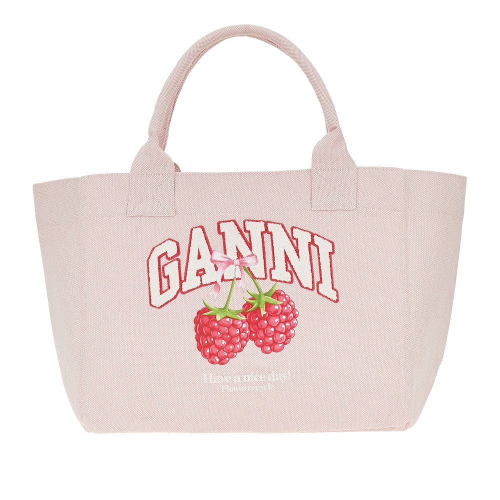 Ganni Borsa Shopping con stampa Raspberries
