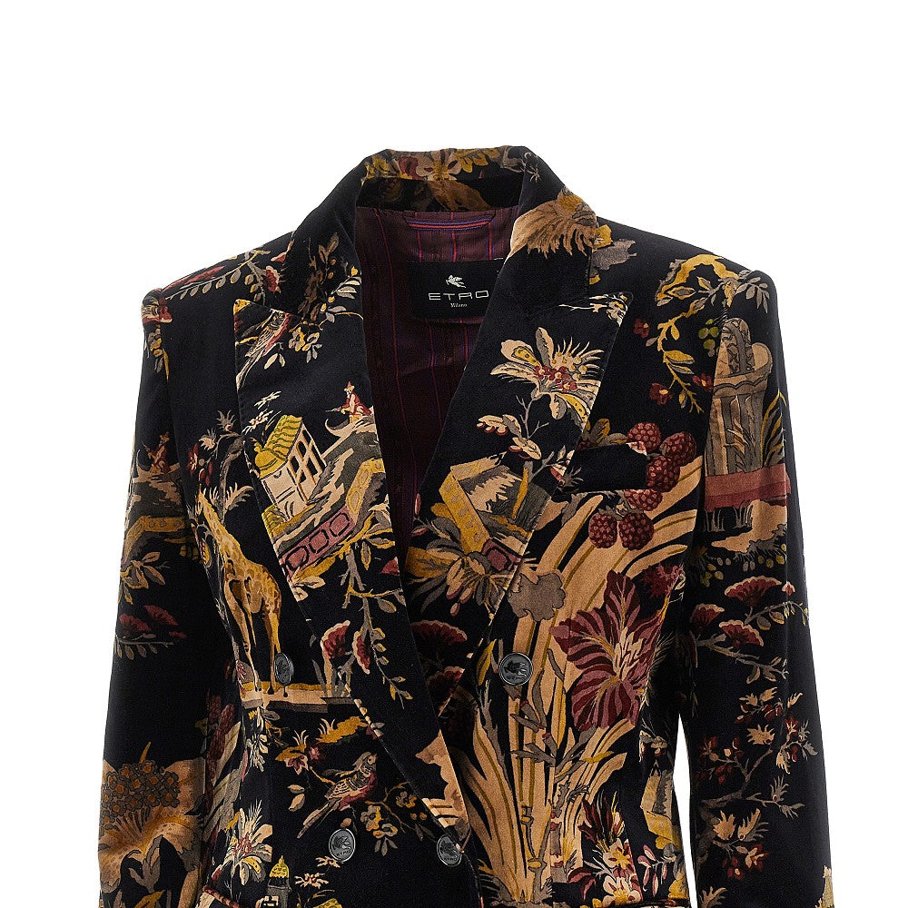 Etro Giacca doppiopetto in velluto Paisley, view 2