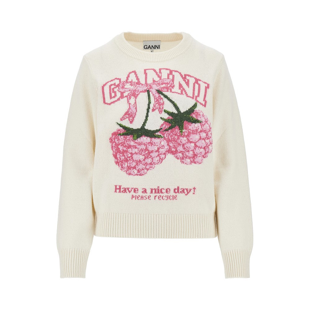 Ganni Pullover in misto lana 'Raspberries'