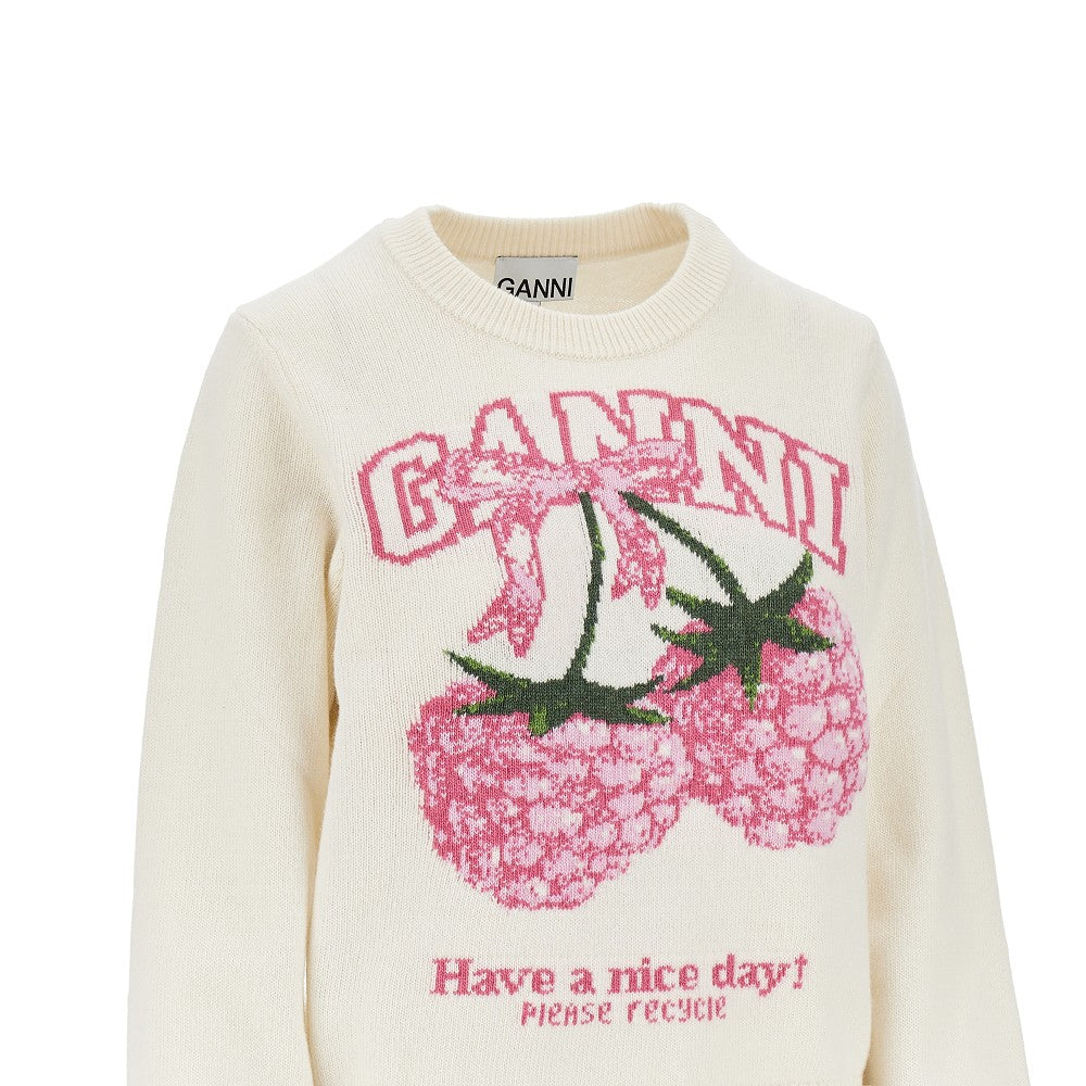Ganni Pullover in misto lana 'Raspberries', view 2