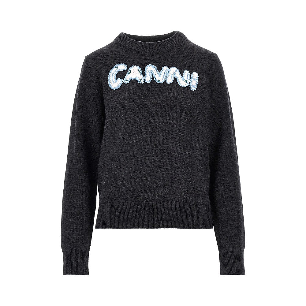 Ganni Pullover in misto lana e cotone con ricamo