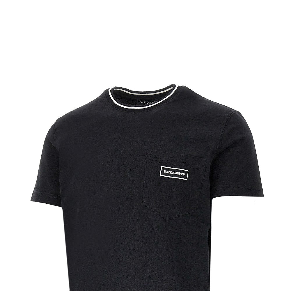 Dolce & Gabbana T-shirt con tasca e patch logo, view 2
