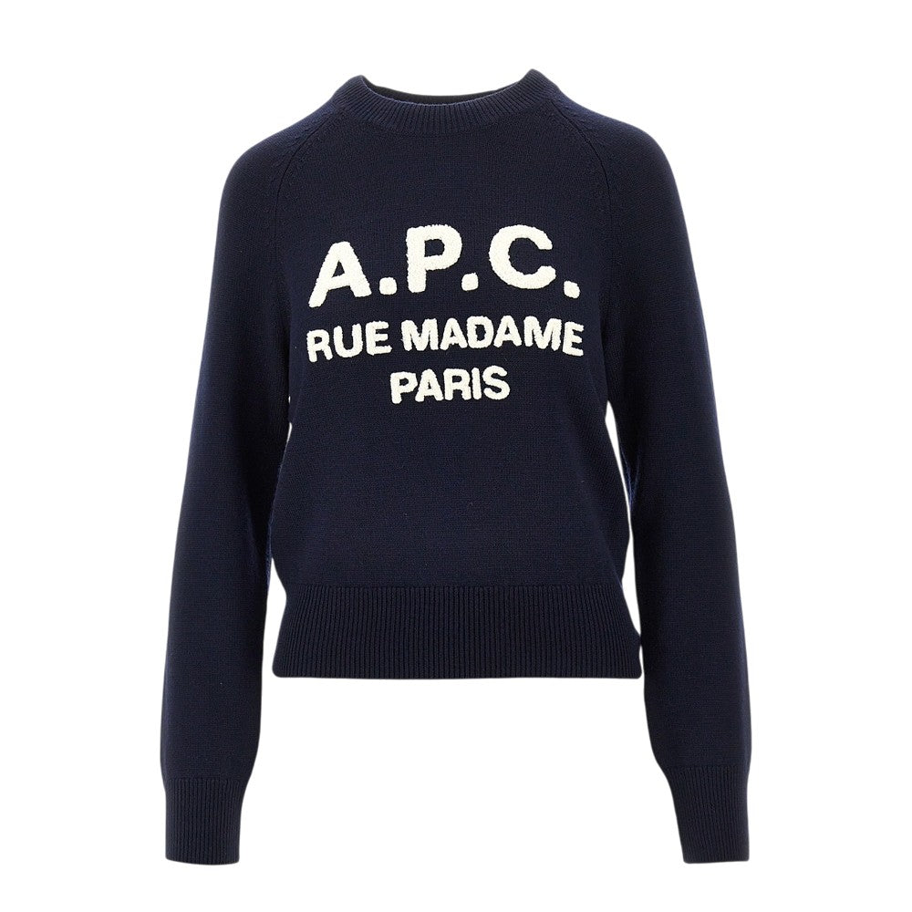 A.P.C. Pullover in lana con logo in punto spugna