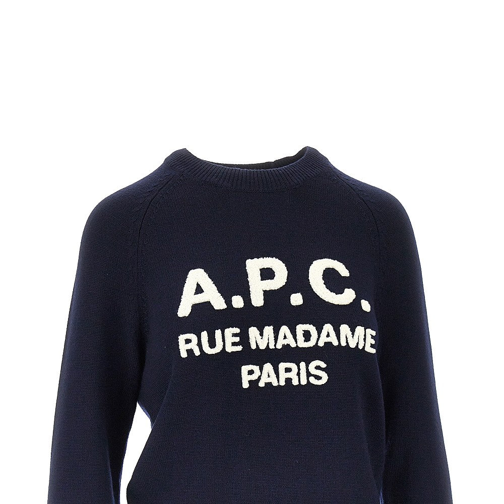 A.P.C. Pullover in lana con logo in punto spugna, view 2