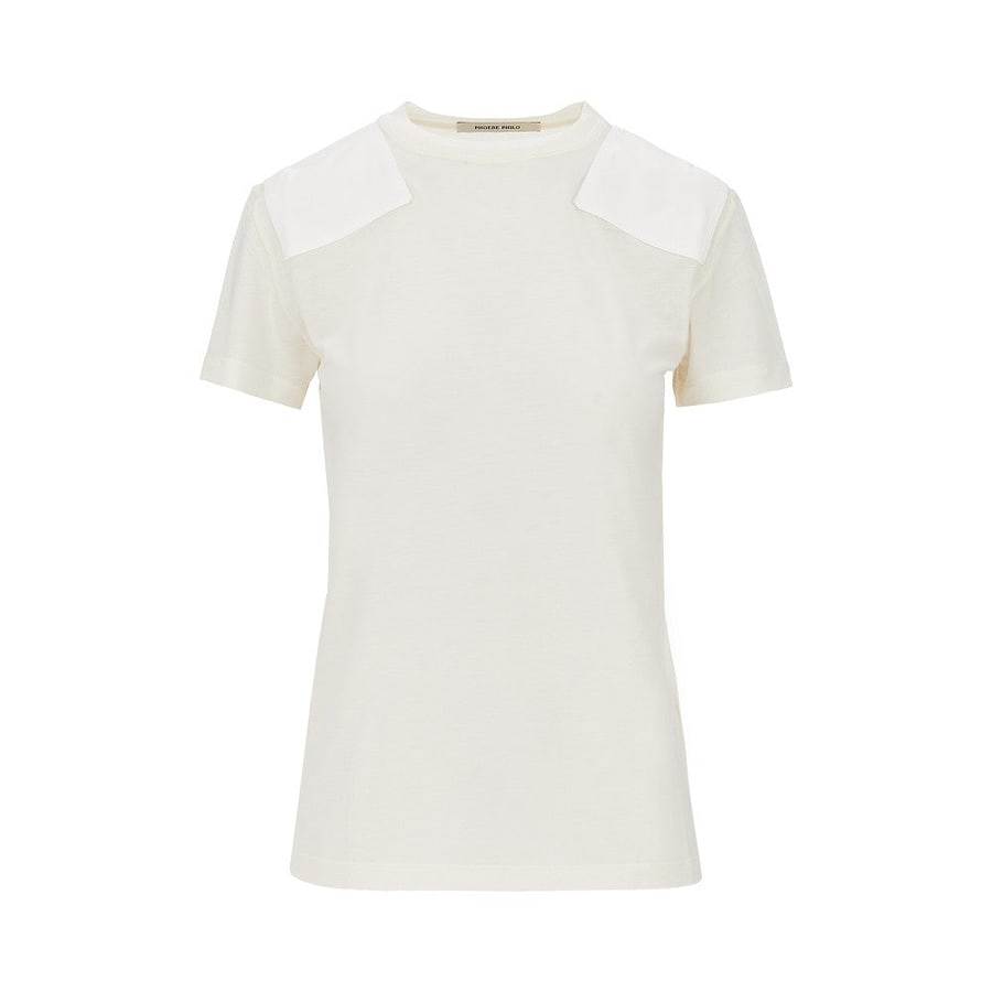 PHOEBE PHILO T-shirt in lyocell e cotone con patch