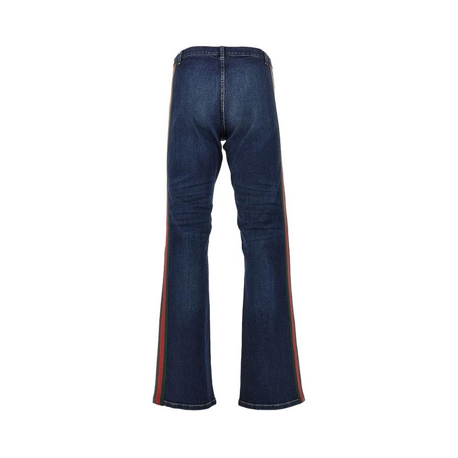 Gucci Jeans in denim con Nastro Web, view 3
