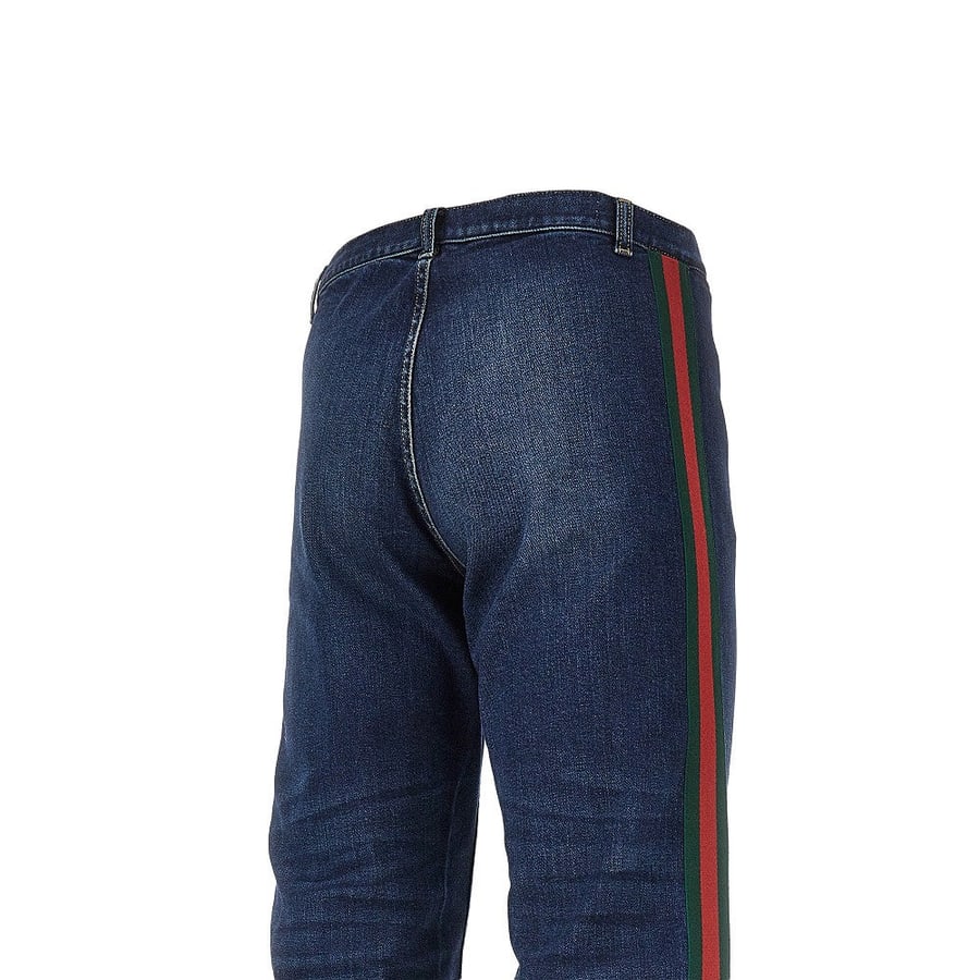 Gucci Jeans in denim con Nastro Web, view 4