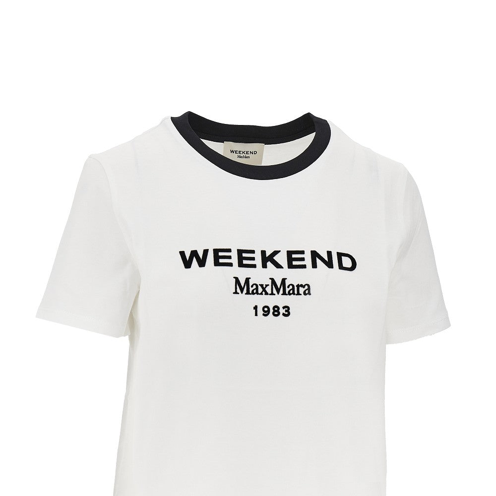 Weekend Max Mara T-shirt in cotone con logo in velluto, view 2
