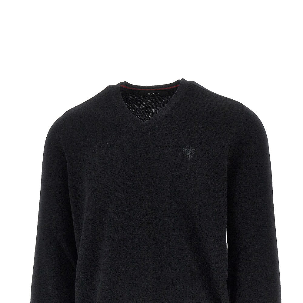 Gucci Pullover in cachemire con ricamo logo, view 2