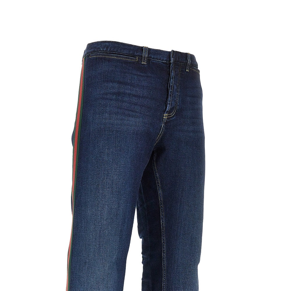 Gucci Jeans in denim con Nastro Web, view 2