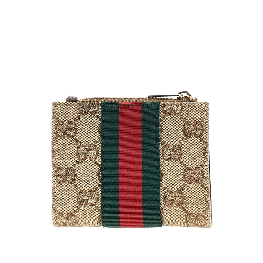 Gucci Portafoglio in tessuto GG con Nastro Web