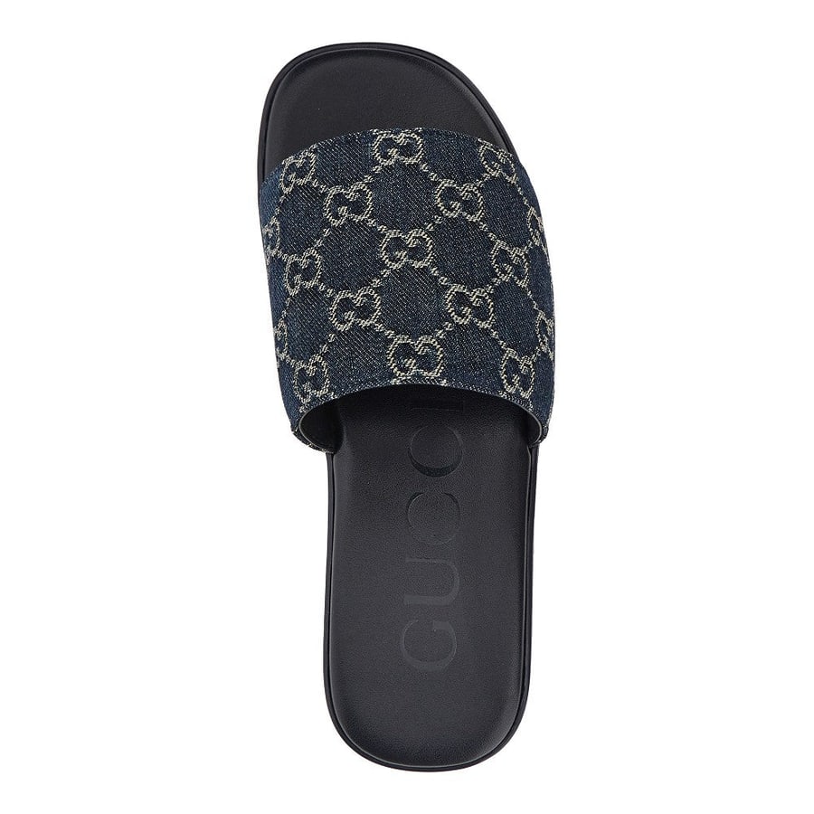 Gucci Slides in denim GG, view 4