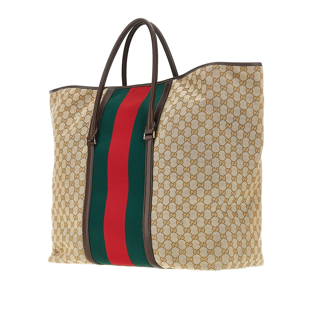Gucci Borsone in tessuto GG con Nastro Web, view 2