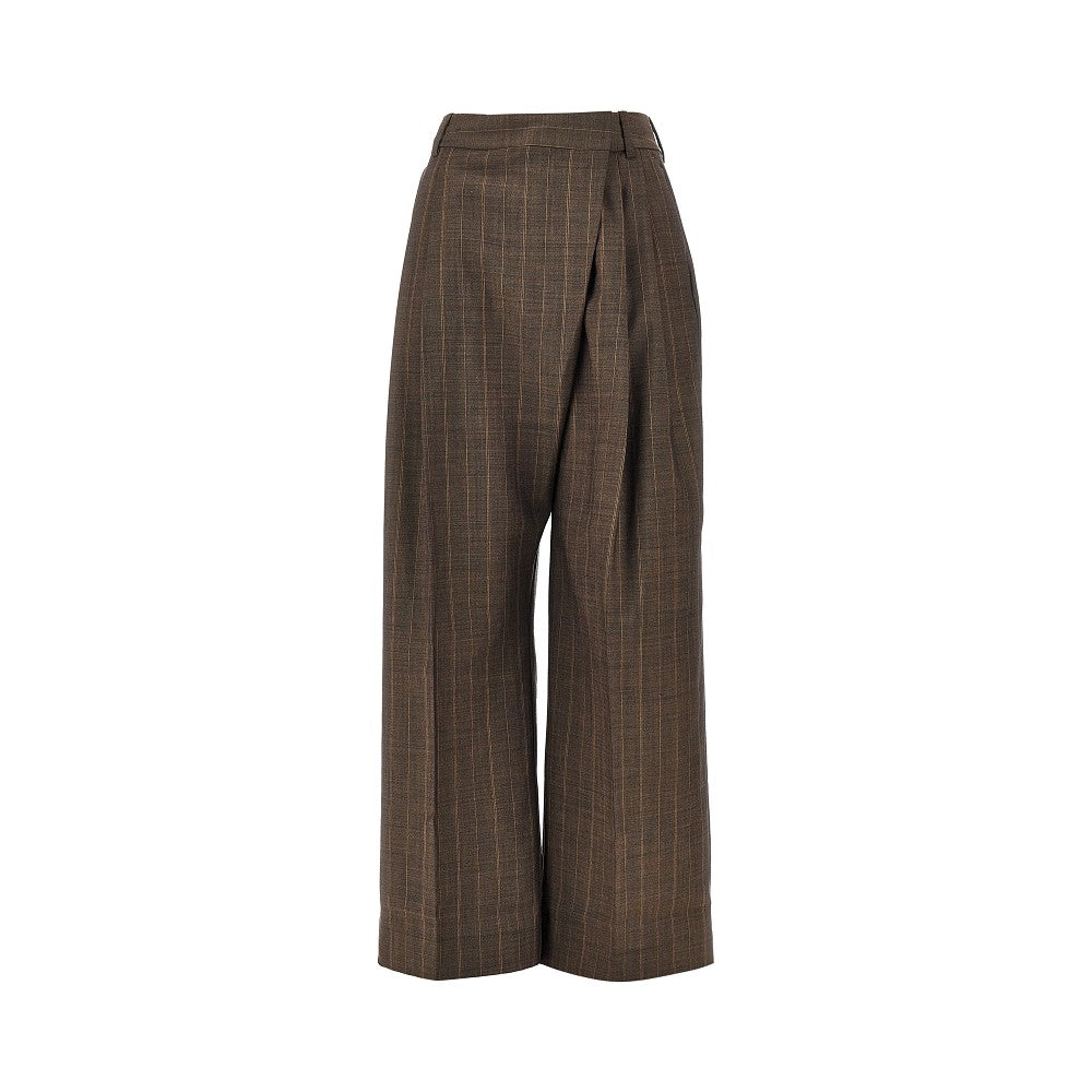 Ganni Pantalone in lana con motivo gessato