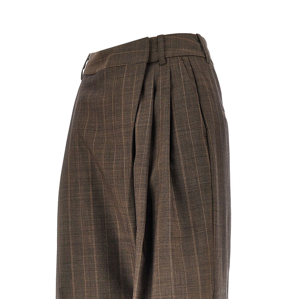 Ganni Pantalone in lana con motivo gessato, view 2