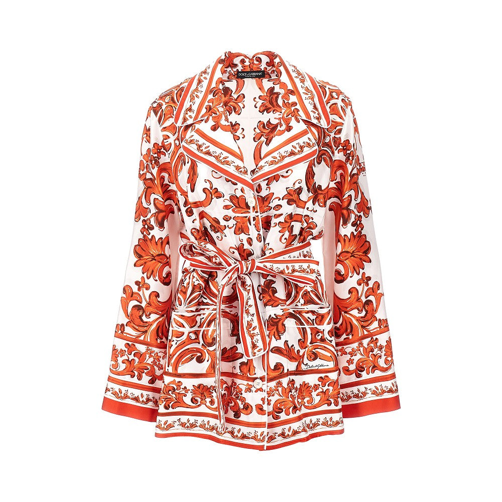 Dolce & Gabbana Camicia Vanity in seta stampa Maiolica