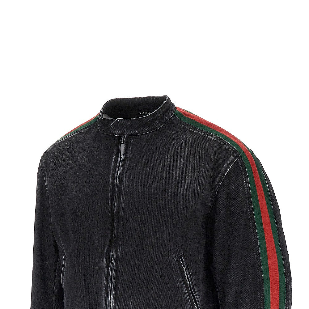 Gucci Giacca in denim con nastro Web, view 2