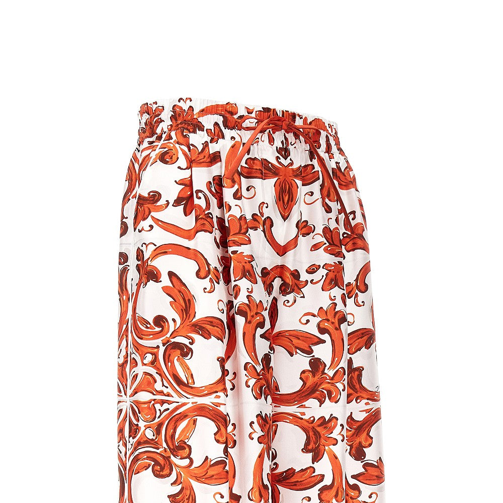 Dolce & Gabbana Pantalone in seta con stampa Maiolica, view 2
