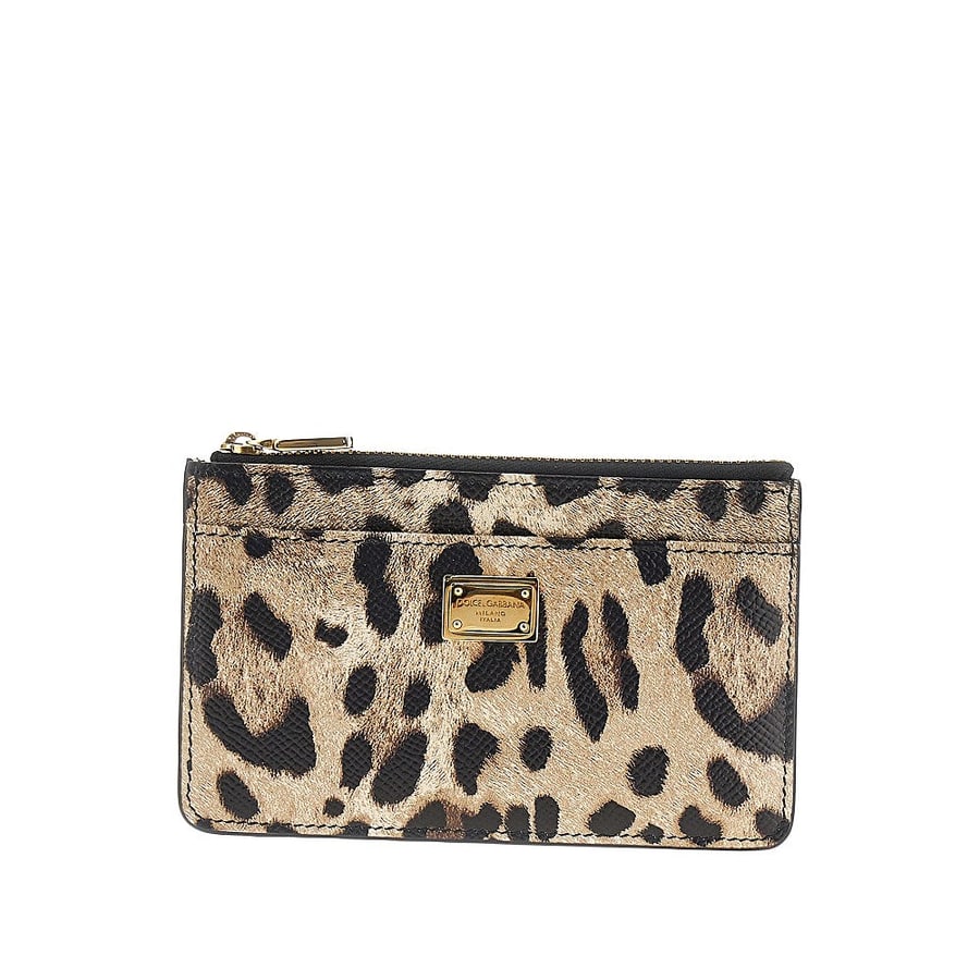 Dolce & Gabbana Pouch portacarte in pelle stampa leopardo