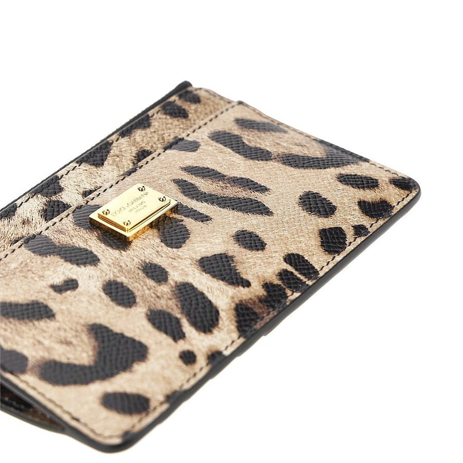 Dolce & Gabbana Pouch portacarte in pelle stampa leopardo, view 3