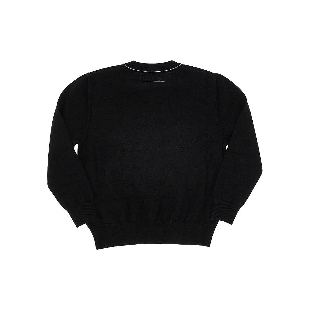 MM6 Pullover in misto lana con etichetta logo, view 2