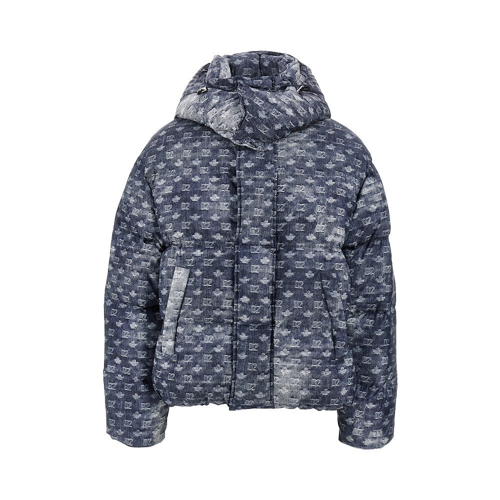 Dsquared2 Piumino in nylon stampato effetto denim