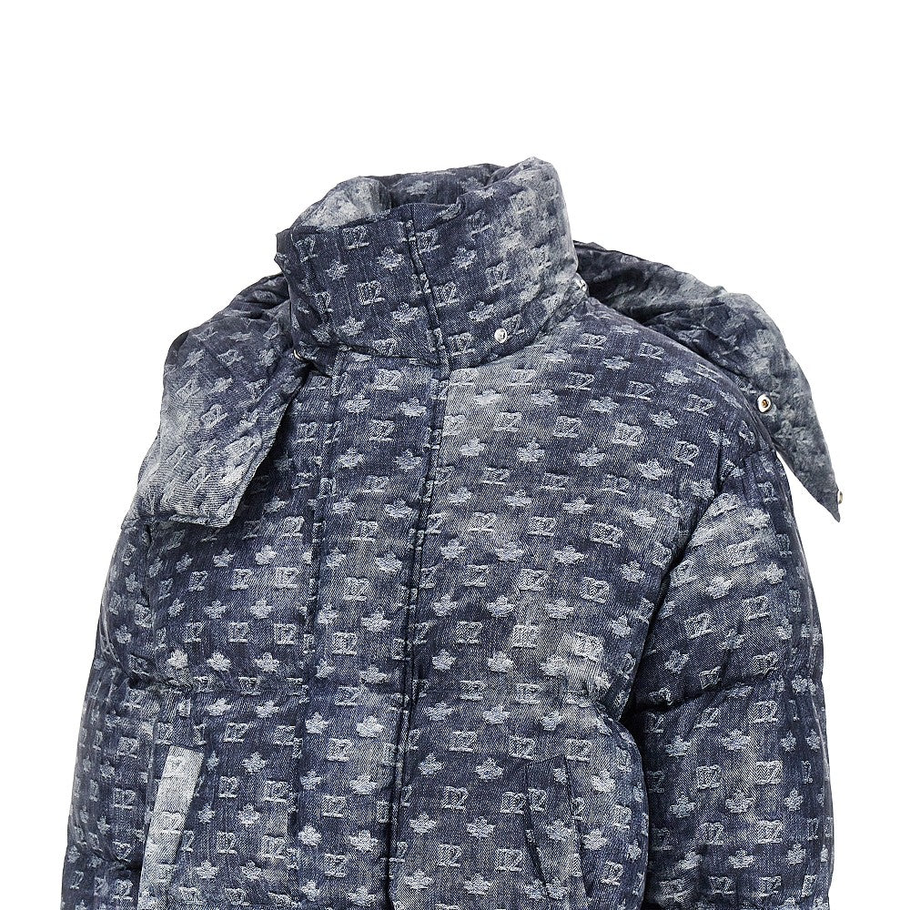 Dsquared2 Piumino in nylon stampato effetto denim, view 2