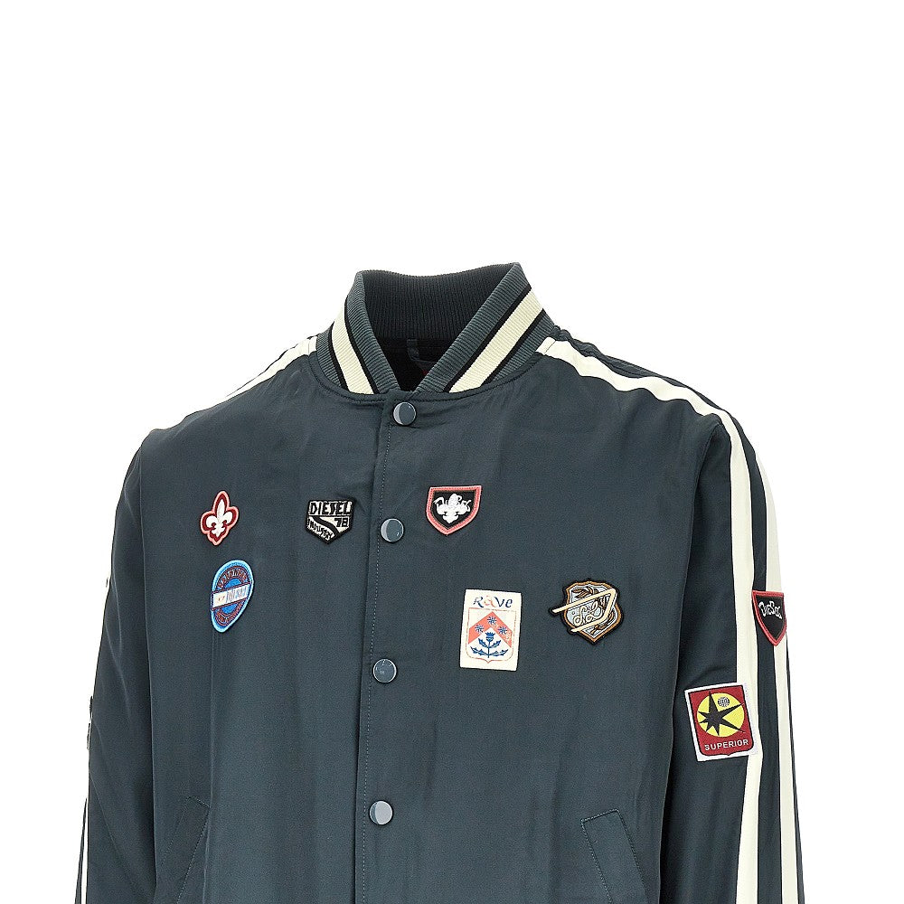 Diesel Track jacket in raso con patches, view 2