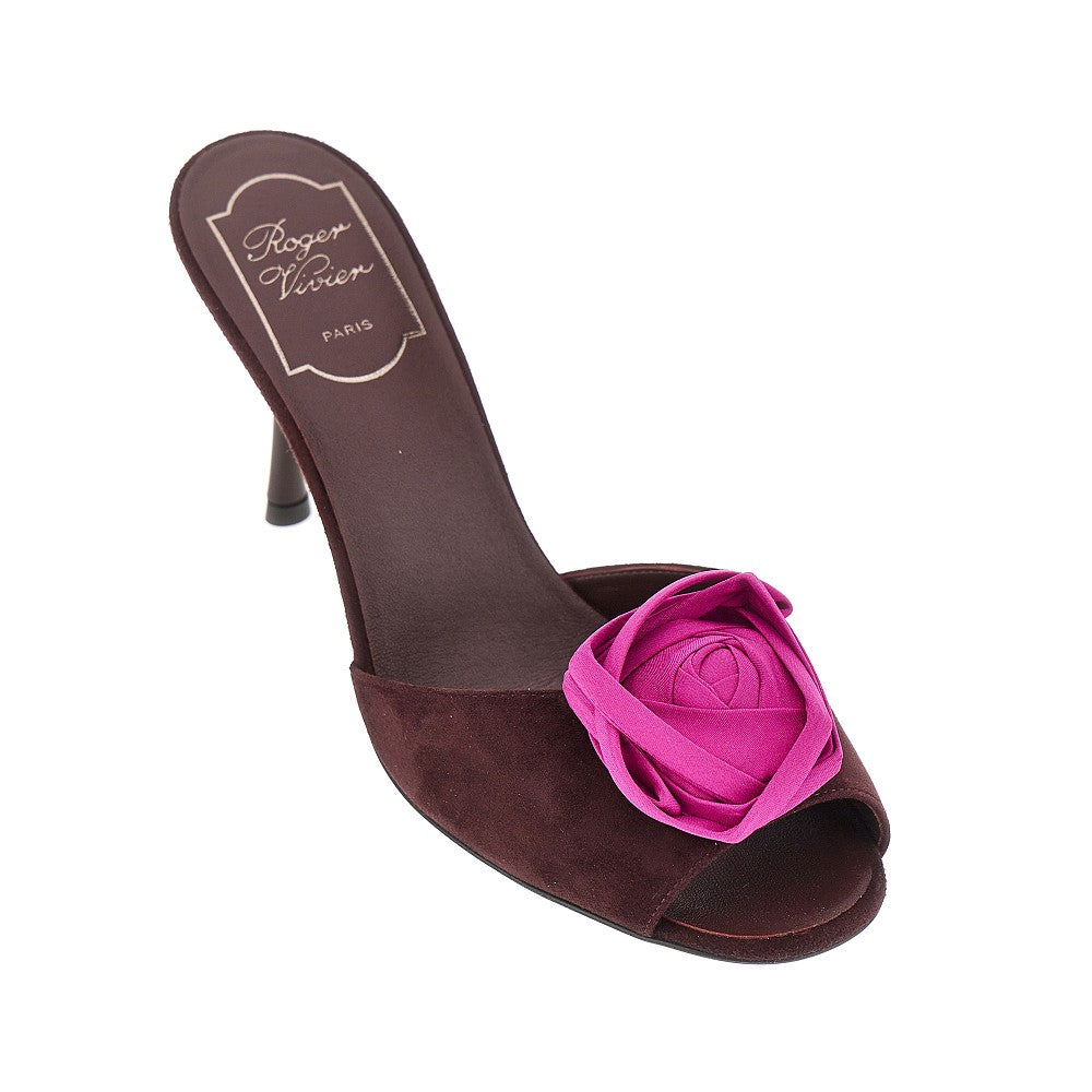Roger Vivier Mules 'Rose Vivier' in pelle scamosciata, view 2