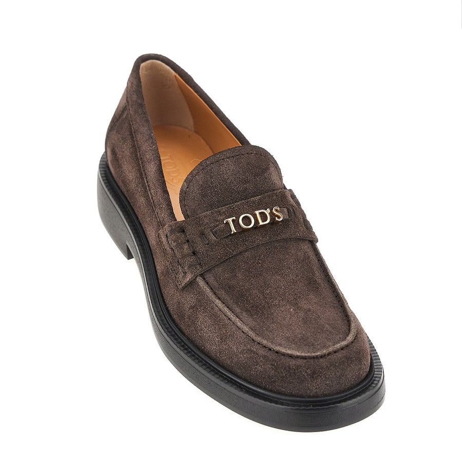 Tod's Mocassini in pelle scamosciata con logo, view 2