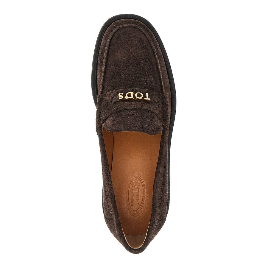 Tod's Mocassini in pelle scamosciata con logo, view 4