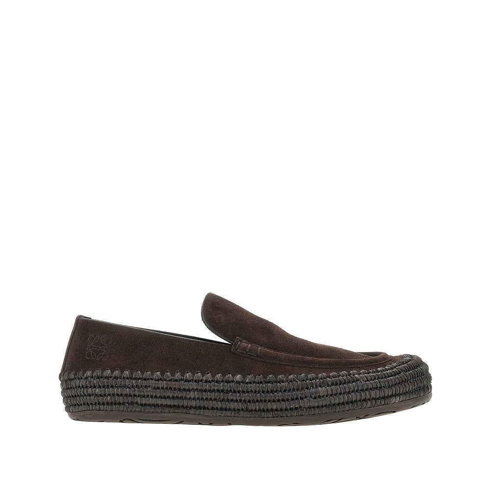 Loewe Mocassini 'Rio' in pelle scamosciata e rafia