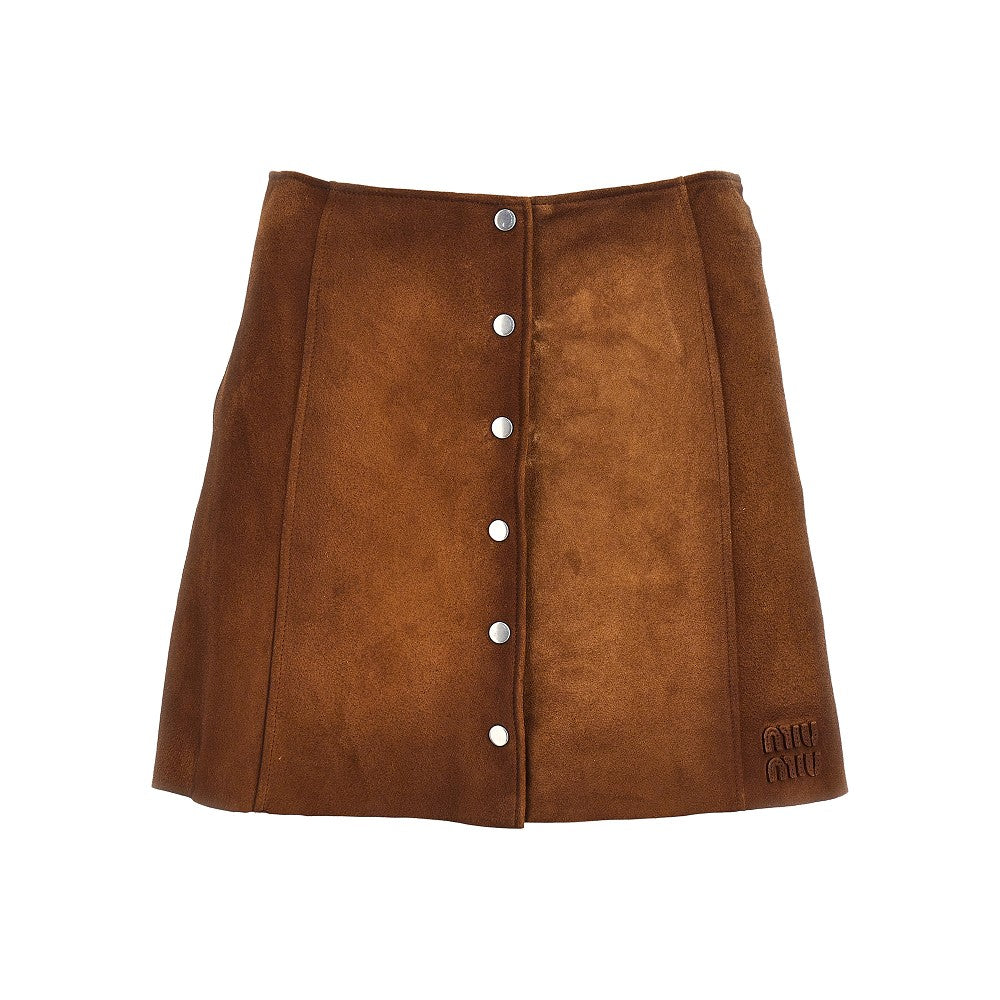 Miu Miu Minigonna in pelle scamosciata cerata
