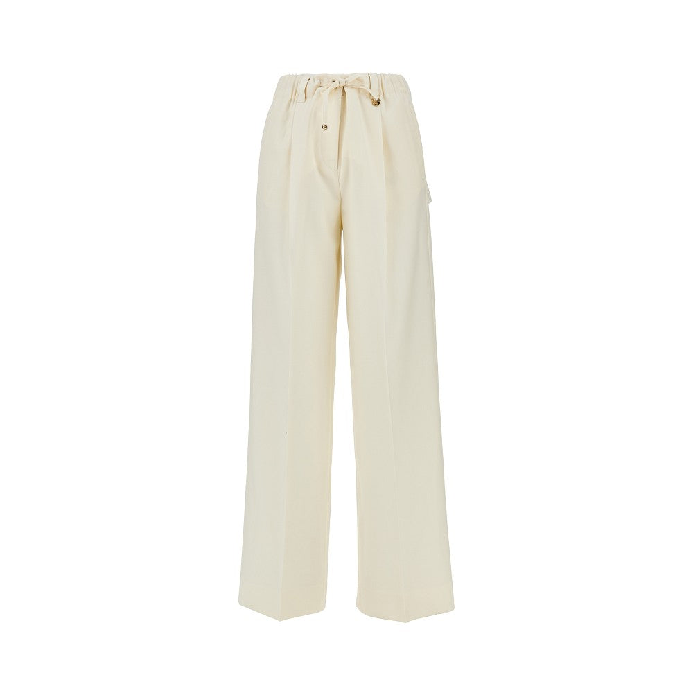 Moncler Pantalone in gabardine di lana con coulisse