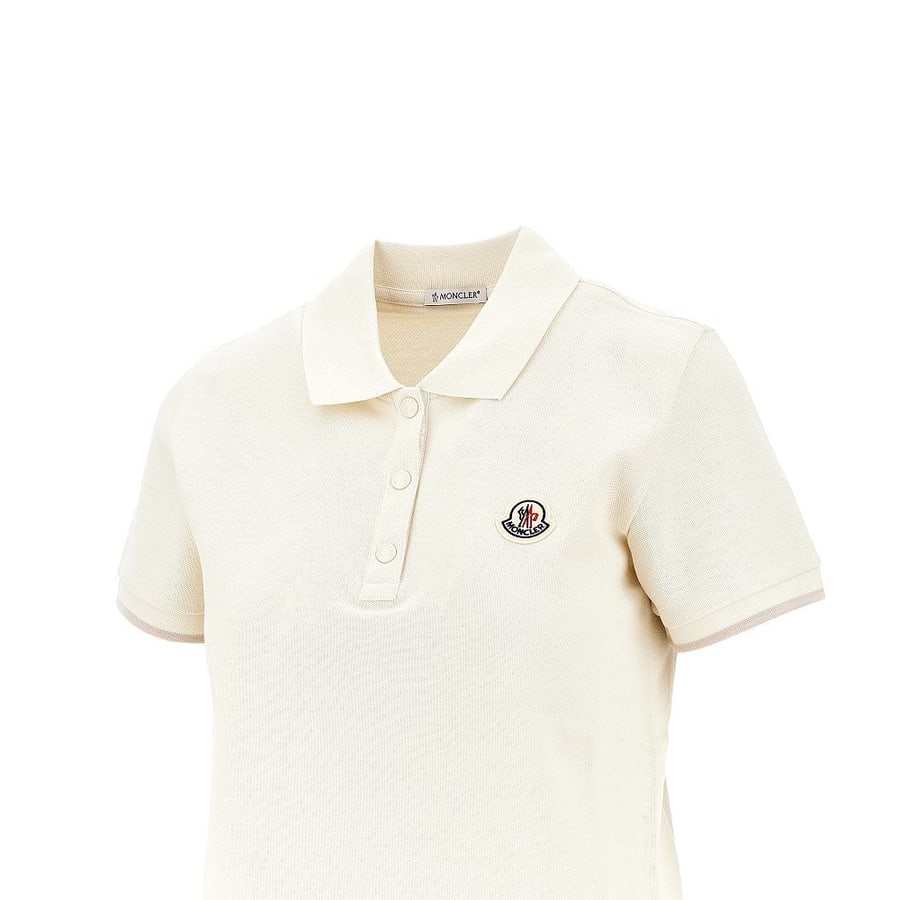 Moncler Polo in piquet con patch logo, view 2