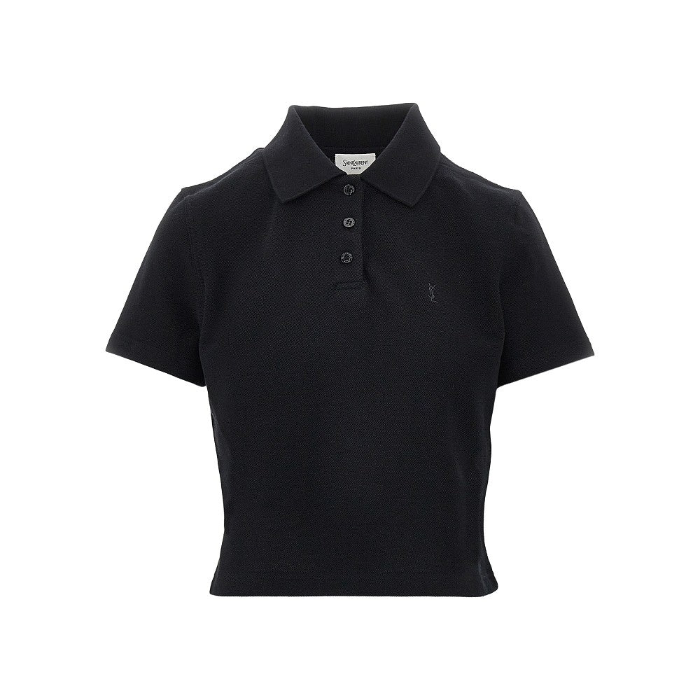 Saint Laurent Polo corta con ricamo Cassandfre