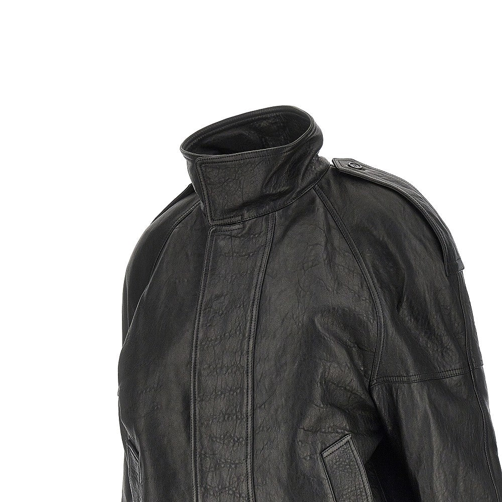 Saint Laurent Giacca oversize imbottita in pelle, view 2